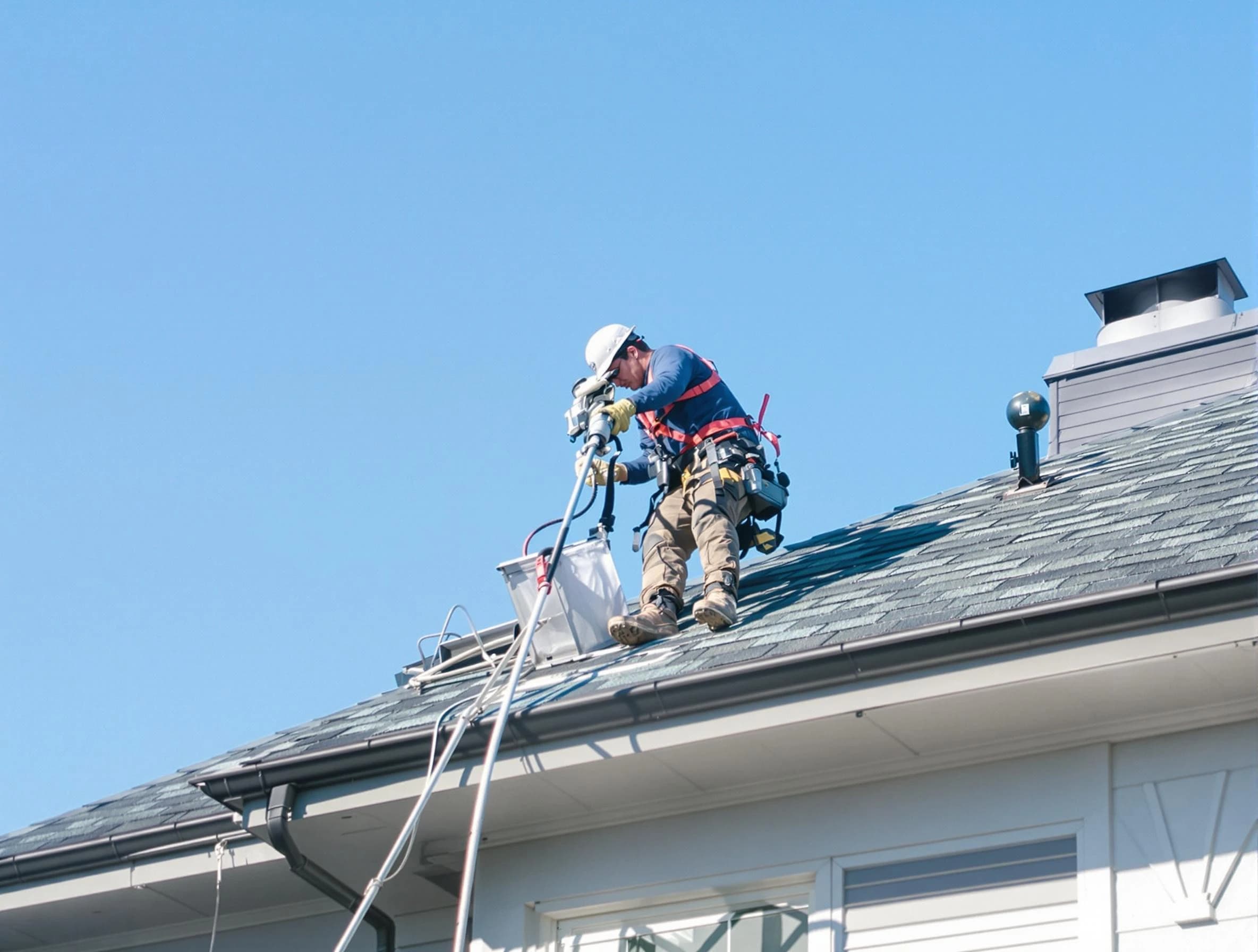 Broomfield Dryer Vent Cleaning certified technician cleaning a roof-mounted dryer vent system in Broomfield
