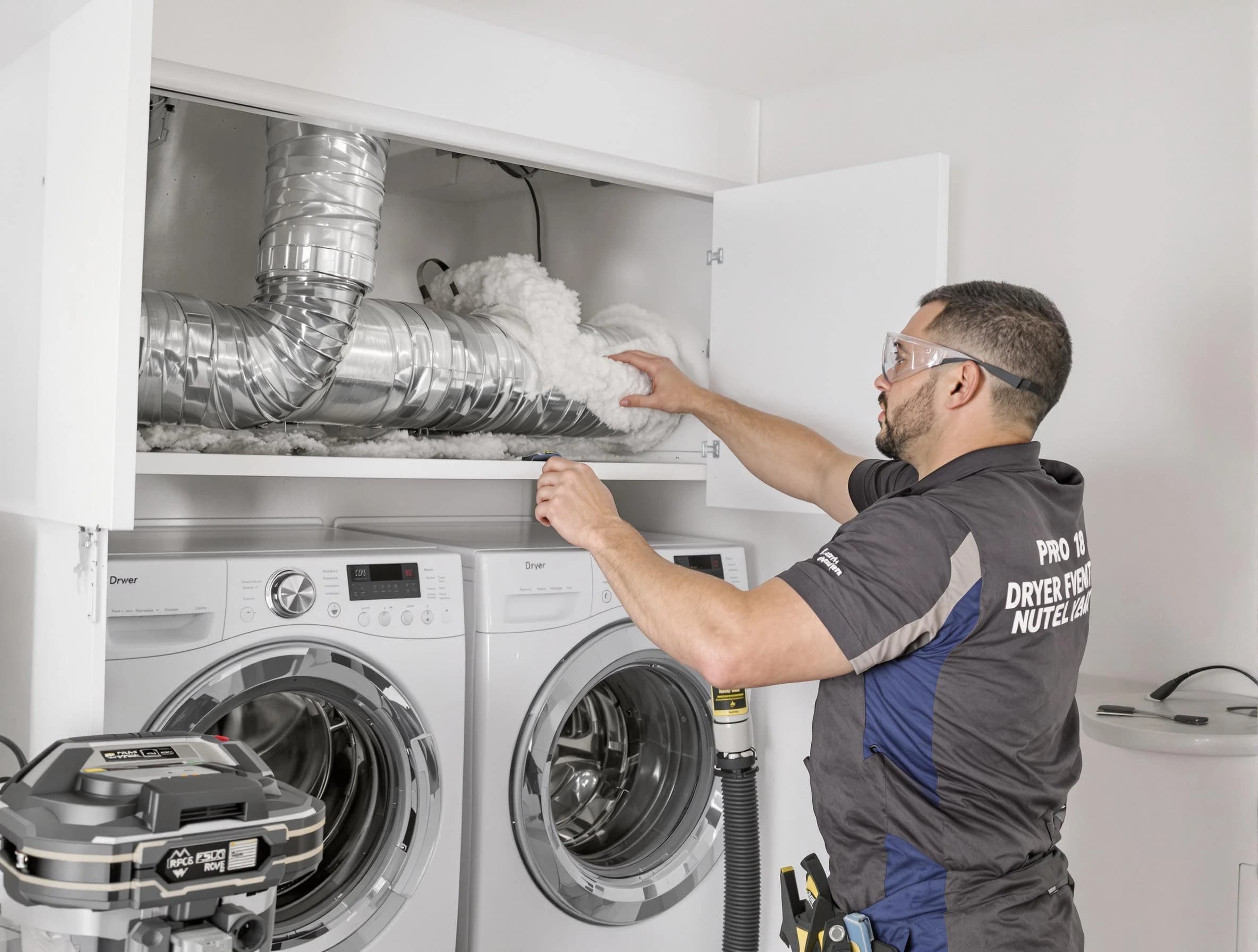Broomfield Dryer Vent Cleaning certified technician performing specialized gas dryer vent cleaning in Broomfield